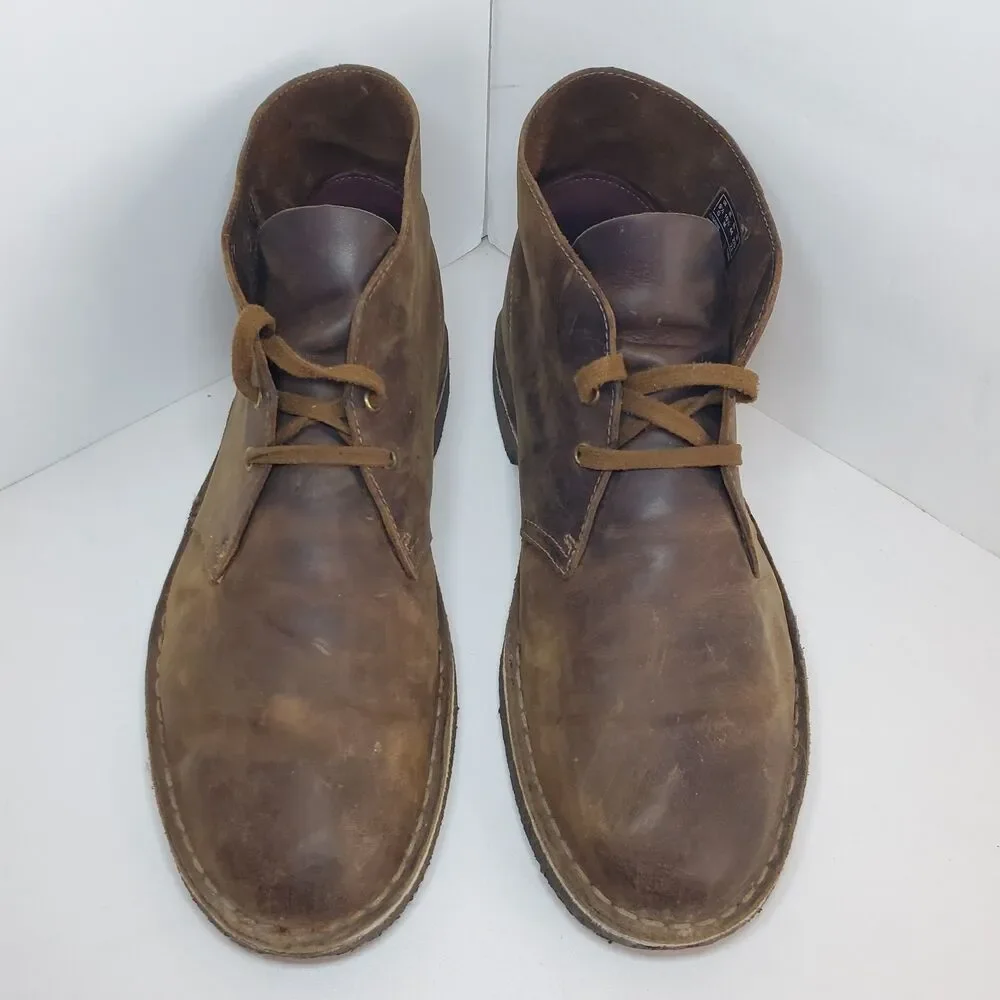 Clarks Men’s Desert Boots Leather Crepe Sole 9.5M Brown Chukka Shoes Classic